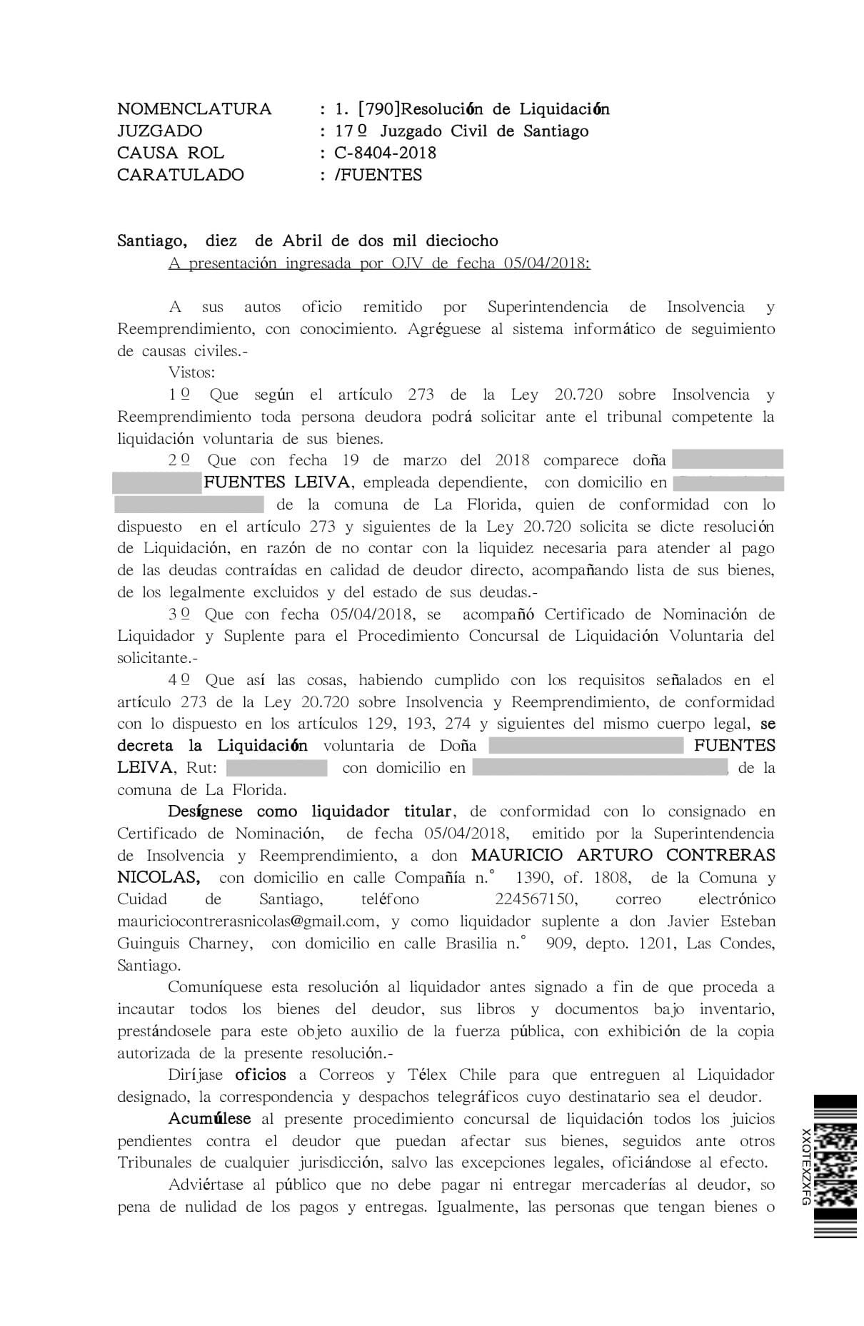 Resolución Judicial de caso ganado 1